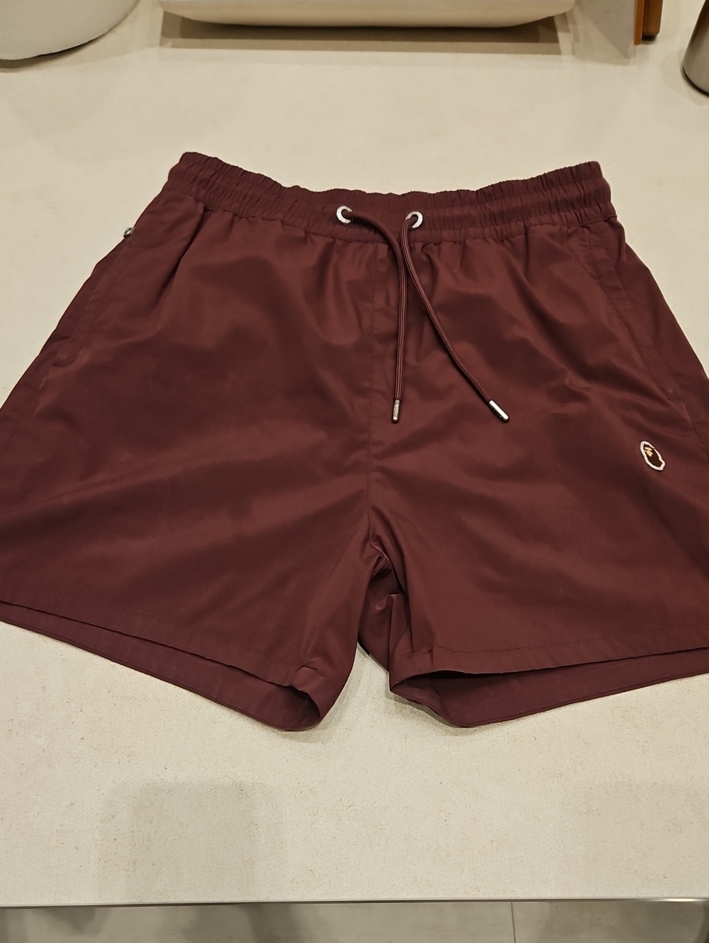 Bape Men's Drawstring Athletic Shorts in Burgundy